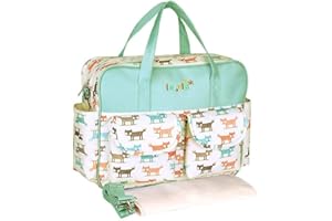 Insular® Multifunctional Waterproof Mummy Shoulder Bag Diaper Bag Chic Nappy Changing Bag Tote/Messenger Style Large Light Weight with Changing Mat, Adjustable Straps (Green (Fox))