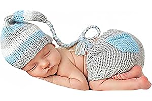 MATISSA nouveau-né bébé fille/garçon Crochet Knit Costume photo Photographie Prop Tenues Chapeaux (Long Tail Hat Outfit 2)