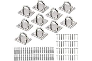 ASTARFAVOR Piastra oculare in Acciaio Inossidabile M5 10 Pezzi,Gancio a Soffitto, Gancio a Parete,Apparecchio a soffitto,Piastra di Coperta in Acciaio Inossidabile,per Il sartiame della Barca Amaca Altalena