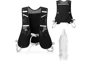 ‎FEMBW FEMBW Laufweste für Damen und Herren, Atmungsaktive Reflektierender Trinkrucksack mit 500ml Wasserflasche, Trinkweste Laufen mit Mehreren Taschen für Laufen Radfahren Marathon Wandern Camping