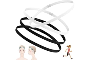 4 Pièces Bandeaux Élastiques de Sport Épaisses, FUKPO Elastique Bandeau Cheveux Sport Headband, Antidérapantes Bandeaux de Cheveux pour Femmes et Homme Course Yoga