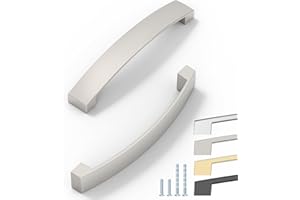 ELEBUILD Pack of 12 Handles, 128 mm, Brushed Satin Nickel, Cupboard Handles, Elegant Handles for the Kitchen
