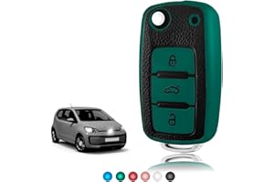 TOOMUME Funda Llave TPU Textura de Cuero, Carcasa Llave Apto para VW Volkswagen Golf 4/5/6 Multivan T5 Polo Up Caddy Beetle Sharan Jetta Bora Seat Ibiza Skoda Fabia