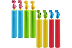 Toivize Pistolet à Eau en Mousse Dinosaure 8 Pièces, Pistolets à Eau pour Enfants Couleurs Mélangées Pistolet à Eau en Plein Air Jouets de Piscine pour l'Été en Plein Air Jouer à la Piscine