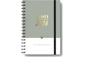‎PAPERLIONS Terminplaner 2026 Buchkalender I [Blattgold] I DIN A5 I 1 Woche 2 Seiten I Jahreskalender Buch I Kalender mit 5 Spalten I Jahresübersichten, Ferienterminen uvm