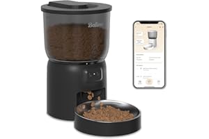 Balimo Comedero Gato Automatico 2.4G WiFi, 3L Dispensador Comida Gatos y Perros con Control de la Aplicación, 10 Comidas por Día, Cuenco de Acero Inoxidable, Negro