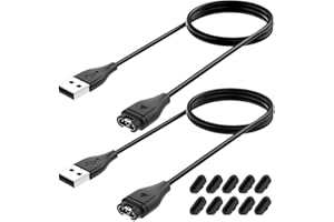 KIMILAR [2 Pcs Chargeur USB Câble de Charge Compatible avec Garmin Venu/2/2S /Vivoactive 3/3 Music/4/4S/Fenix 7/7s/7X/6/6s/6xPro/5/5S/5X/5X Plus/Forerunner 935+10 Pcs Silicone Bouchons Poussière