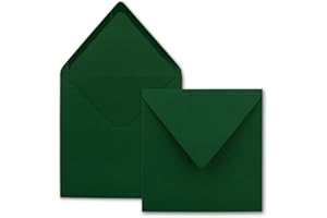 FARBENFROH BY GUSTAV NEUSER 75x Sobres cuadrados en verde oscuro (verde) - 15,5 x 15,5 cm - sin ventana, con cola húmeda - 110 g/m² - Para tarjetas de invitación a bodas, cumpleaños y más - Serie FarbenFroh