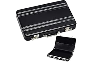 MECCTUCK Mini aktówka z aluminium z zamknięciem zatrzaskowym, opakowanie bonu, walizka na pieniądze na urodziny jako opakowanie na prezent dla dzieci, kartka z życzeniami, prezent ślubny (czarna)