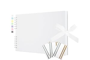 Vienrose Album Fotografico Scrapbook fai da te con 40 Pagine Bianche Spiralalbum per Baby Shower, Matrimonio e Compleanno, 29x21,5 cm Bianco