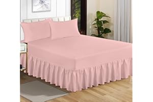 GENERIC Comfy Nights Plain Dyed Deep Polycotton Easy Care Valance Fitted Sheet Machine Wasahable In 15 Colors (Baby_Pink-Valance, Double)