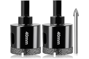40mm Dry Diamond Drill Bit Set Josaton 2Pcs Diamond Hole Saw Tile Hole Cutter with Triangle Shank for Porcelain Tile Ceramic Granite