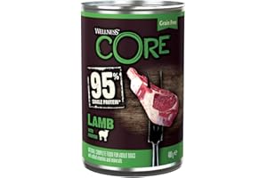 Wellness CORE 95 Percent Lamb & Pumpkin, 6 x 400g, Dog Food Wet for All Dog Breeds, Chunky Paté, Grain-Free, High Meat Content, Protein-Rich, Limited Ingredient Recipe