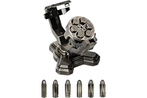 UD UNIQUE DICE DND Set di dadi a nido di proiettile con cilindro revolver, contenitore a bilanciere con bacchetta metallica, poliedrici, supporto per DND, per giochi da tavolo a tema crimine di guerra