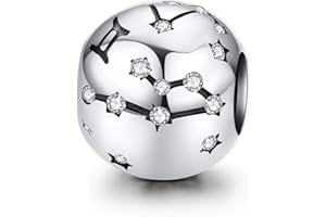 LaMenars Femme Argent Sterling 925 Charms et Perles avec 12 Constellations Compatible pour Pandora & Européen Bracelet Collier
