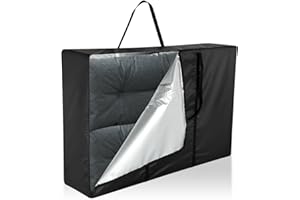 Fenghome Aufbewahrungstasche Gartenauflagen, Wasserdicht 420D Auflagentasche für Gartenpolster Polsterauflagen mit Reißverschluss und Griffen, Große Aufbewahrung Tasche-Schwarz(120x30x80cm)