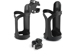 OIHCAZ 2PCS Pram Cup Holder, Cup Holder for Pram Buggy Stroller Pushchair Bike Wheelchair Cup Holder Pram Drinks Holder for Bicycles Motorcycles(360° Rotating Non-slip Clip)