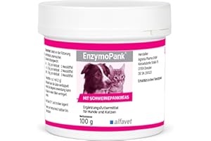 alfavet EnzymoPank 100 g – Ergänzungsfuttermittel für Hunde & Katzen – Pankreas-Pulver zur Unterstützung der Verdauung – Enzyme aus Schweinepankreas & mit verdauungsfördernden Kräutern