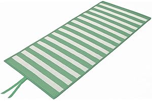 La zappa Stuoia da spiaggia e campeggio in paglia richiudibile con laccetto 150 x 210 cm (Verde e bianco)