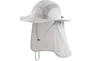 Magracy Outdoor męski kapelusz przeciwsłoneczny UPF 50+, ochrona przed słońcem, kapelusz safari, letni kapelusz przeciwsłoneczny z szerokim rondem, z klapką na szyję