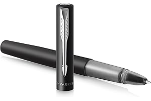 Parker penna roller Vector XL | Laccatura nero metallizzato su ottone | Punta sottile con ricarica di inchiostro nero | Confezione regalo