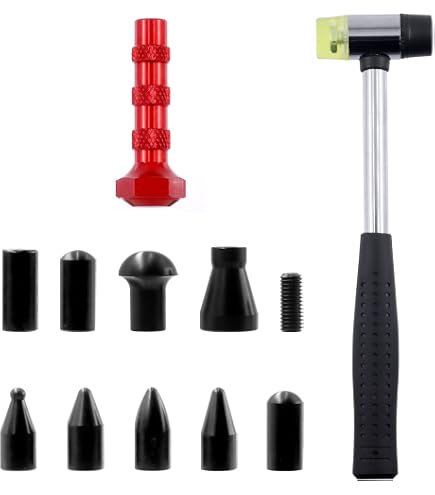 Swpeet Kit Réparation Bosses Sans Peinture 11 Pièces – Marteau Caoutchouc + Stylo 9 Pointes, PDR