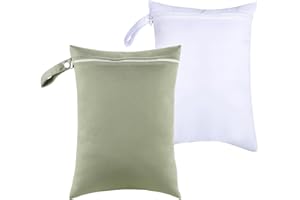 GENERISCH Sacca Impermeabile, 2 Pezzi Borsa Impermeabile Riutilizzabile Wet Bag per Nuoto Viaggi e Uso Domestico Vestiti Bagnati Porta Pannolini (Grigio + Bianco)