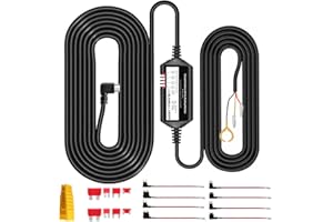 AZDOME M300S Hardwire Kit, Micro USB Port 12V-24V to 5V Dashboard Camera Car Charger Cable Kit with LP/Mini/ATO/Micro2 Fuse, Power Adapter for GPS Sat-Nav with Low Voltage Protection