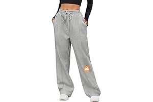 CMTOP Pantaloni Donna Invernali Pantaloni Tuta Gamba Larga a Vita Alta Felpati Pantaloni Sportivi Cotone Casual Pantalone Termici Caldi con Tasche