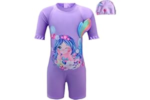 Aduya Girls Swimming Costume Kids UV Swimwear Toddler Unicorn/Mermaid Swimsuit Childs Rush Guard Beach Holiday Swim Wear with Cap