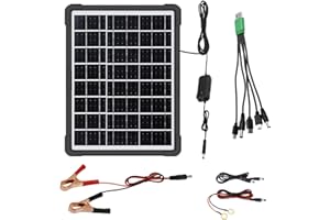 NORWILL 20W Solar Battery Charger & Maintainer, 12V/9V/5V Portable Solar Panel Kit with USB Hub, IP65 Waterproof for Car, Boat, RV, Marine, Truck, Phone, Tablet, Laptop Charging