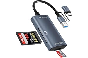 HONPZZ SD Kartenleser, Dual Stecker USB 3.0 & USB-C auf SD Micro SD Kartenlesegerät, USB-Kamera Speicherkartenleser Adapter, Highspeed OTG Adapter, SD Karte Adapter für MacBook/Mac Mini/Surface/iMac/iPad Pro