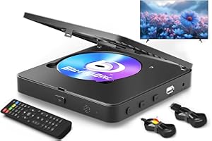 JRIHZ Blu Ray Player 1080P Blu Ray Disc Player für Heimkino spielt alle DVDs und Region B 2 Blu Rays ab unterstützt USB Stick 128GB mit HDMI und AV Ausgang inklusive PAL NTSC Konverter und Anschlusskabel