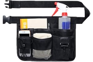 Uteruik Gardening Tool Waist Bag Belt Heavy Duty Oxford Tool Apron with 7 Pockets of Different Sizes and Depth Black