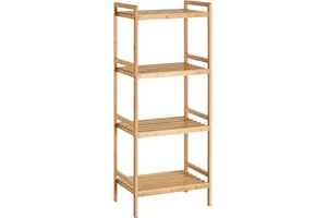 SONGMICS 4-Tier Bamboo Storage Rack for Bathroom, Kitchen, Bedroom, 45 x 31.5 x 111 cm, Woody Colour BCB074N01