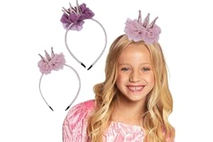 JAHEMU Krone Stirnband Prinzessin Haarreif Glitter Mädchen Diademe für Kinder Mädchen Tägliche Tragen Geburtstagsfeier Karneval Party Haarschmuck 2 Stück