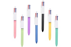 Finehenchi 7 Pack Pens Multicolour, 4 Colour Pens All In One Multicoloured Pen, Retractable Ballpoint Pen Medium 1.0mm Multi Coloured Pen All in One for School Office Supplies, Students Children Gift