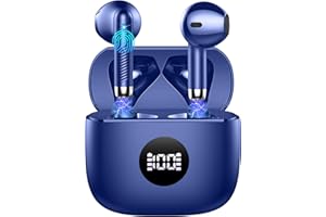 JXREV Wireless Earbuds, Bluetooth 5.3 Headphones in Ear with 4 ENC Noise Cancelling Mic, Bluetooth Earbuds 40H Playtime, 2024 HiFi Stereo Deep Bass Wireless Earphones, IP7 Waterproof USB-C Fast Charge Blue