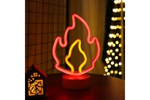 DWOOKE Flame Neon Light LED Neon Signs Fire Neon Lights Battery/USB Powered Neon Night Light Red Neon Sign Neon Art Decor for Children Bedroom Christmas Bar Party