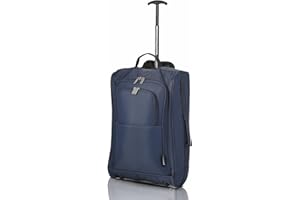 5 Cities Leichtgewicht Handgepäck Kabinentrolley Rollkoffer Gepäck Reisetasche Bordgepäck mit Rädern für Easyjet, Ryanair, Jet 2 und viele andere Airlines 55x35x20cm 42L 2 Jahre GARANTIE (Marine)