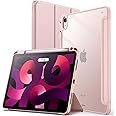 JETech Case for iPad Air 11-Inch M2 (2024), iPad Air 5/4 (2022/2020 5th/4th 10.9-Inch) with Pencil Holder, Clear Transparent Back Slim Stand Shockproof Tablet Cover, Auto Wake/Sleep (Rose Gold)