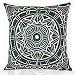 Vanki abstract style Cotton Linen Square Decorative Throw Pillow Case Cushion Cover 18 x 18 inches ,dark green compass pattern