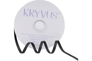 Kryvus Black Grosgrain Ribbon, 6mm x 45 Metres, Perfect for Gift Wrapping, Wedding Decor, Crafts, Sewing & More