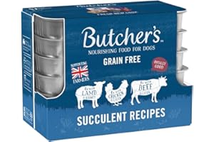 BUTCHER'S Complete Wet Tray Grain Free Hypoallergenic Adult Dog Food Succulent Recipes Pack 12x150g - Lamb, Chicken & Beef