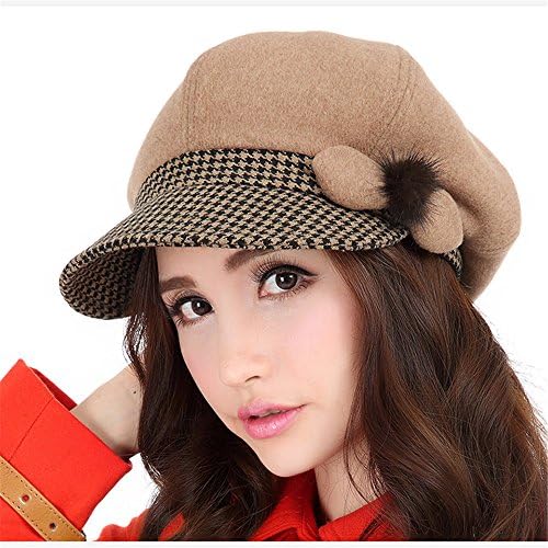 Autumn winter fashion women women Beret lady hat warm pumpkin hat children,M (56-58cm) Regulation of sweat band,Dark brown