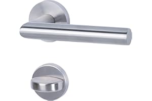 Alpertec 88020532 Edelstahl Fair I-R für Badtüren und Sperrriegel Drückergarnitur Türdrücker Türbeschläge Neu, für Badezimmertüren