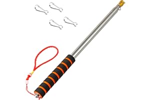 Qiuboluny 2.5M Teleskop Fahnenstange, Handheld Fahnenstange Fahnenmast mit Clips, teleskopstab Fahnenstange Ausziehbar, für Camping Reise Ausflüge Wettbewerbe Lehrer Reiseleiterr (Gold)