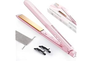 Faszin Hair Straighteners, Ionic Titanium Plate for Smooth Shiny Results, 20S Fast Heat Up Flat Iron, Clear LCD Display, 2 in 1 Straightener and Curler Styling Tool for Straighten Hair（Pink）
