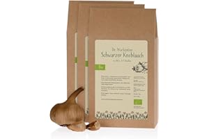 Dr. Warkentins Schwarzer Knoblauch - ganze BIO-Knollen - 480g SET mit 3 Boxen (je Box mind. 160g) - in Deutschland aus heimischen Knoblauch produziert