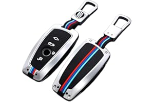 Otai Etui na Kluczyk Samochodowy ze Stopu cynku Okładka Brelok do BMW serii 1 3 5 F10 F11 F20 F25 30 F31 34 G20 30 X3 4 (4 Guziki Srebrne)
